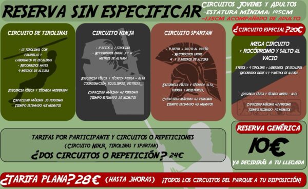 Reserva sin especificar para Circuitos Jóvenes y Adultos